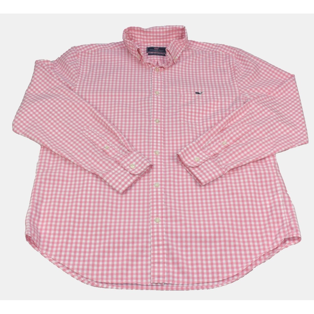 Vineyard Vines Classic Fit Tucker Men's Shirt Size L Pink Gingham Button Down